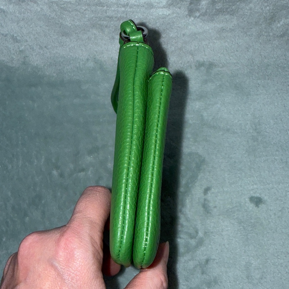 Coach Vibrant Green Double-Zip Wristlet - Picture 5 of 14